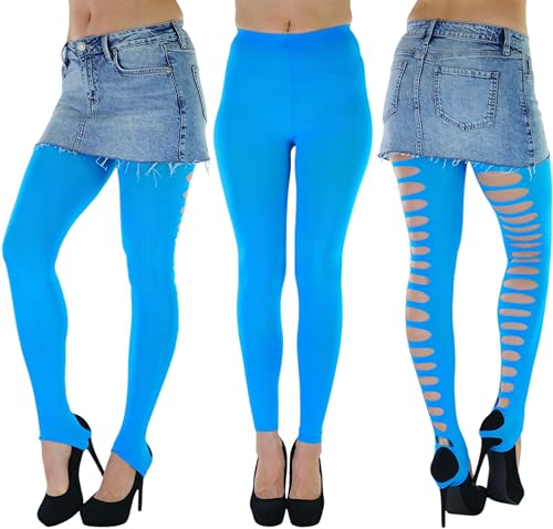 Image of ToBeInStyle Women's Slashed Ripped Shredded Distressed Hosiery Tights Leggings Music Festival
