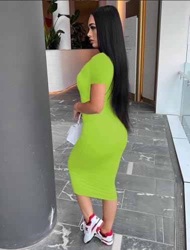 Image of Mrskoala Women's Casual Basic Pencil Dress Bodycon Summer Sexy Club Midi Dresses