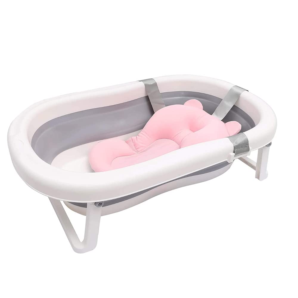 Baby Bath Seat Support Floating Baby Cushion Soft Baby Bath Pillow Non-Slip Bath Seat Pad Foldable Baby Bath Tub Pad for Newborn 0-12 Month