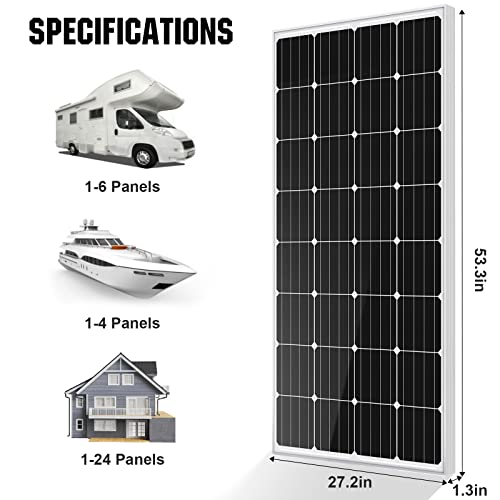 ECO-WORTHY Zonnepaneel, 170 watt, 12 volt, monokristallijn zonnepaneel, voeding voor caravan, camper, groen huis, aan… - Afbeelding 5