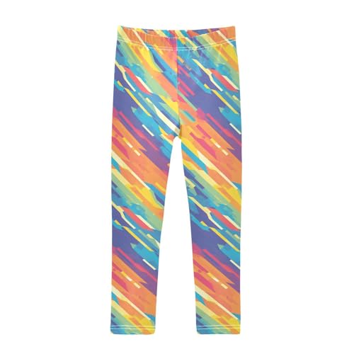 KLL Abstract Rainbow Stripes Toddler Girls Active Leggings Casual Full Length Pants Sports