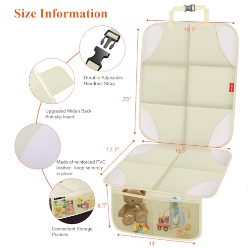 Image of 600D Fabric Auto Seat Protector with Thick Padding, Non-Slip Backing, Mesh Storage Pockets, Waterproof Car Seat Covers for SUV, Sedan, Truck