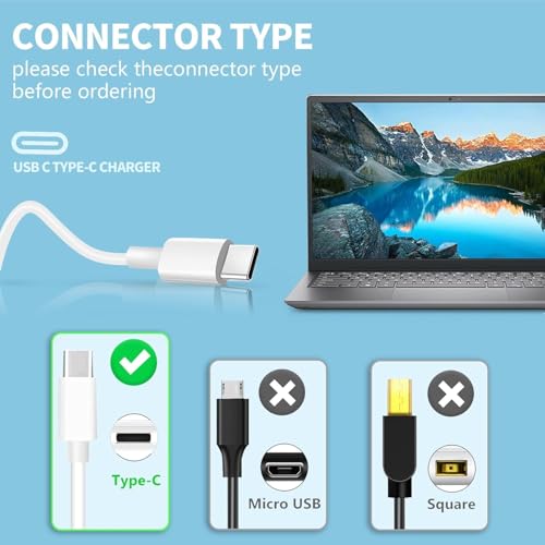 Image of 87W USB C Fast Charging Laptop Charger Power Adapter for 13 14 15-inch Ma /Book Pro Models introduced in 2016 or Later,for Ma /Book Air After 2018, USB C to C Power Cord Supply (AP 87W Type C)