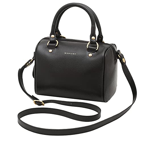 Bolsa Baú Feminina Transversal de Couro Bovino Legítimo Mariart Iguaçu (Preta)