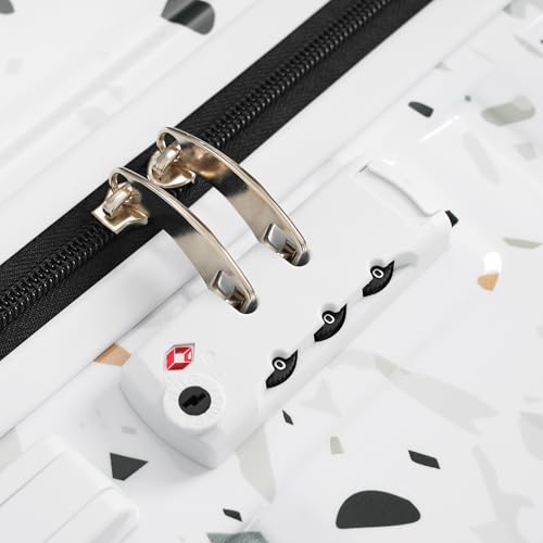 Luggage Sets-3 Piece Set, 28-Inch Large Luggage with USB Port Spinner Wheels - Hardshell Carry-On Suitcase - TSA, ABS+PC Hard Shell Luggage for Back to School, Travel (White)3