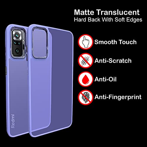 Image of A rtistque Frosted Translucent Back Cover Case for Redmi Note 10 Pro /Redmi Note 10 Pro Max | Electroplated Chrome Ring | Raised Camera Edges for Protection | Smooth Sides TPU - Purple