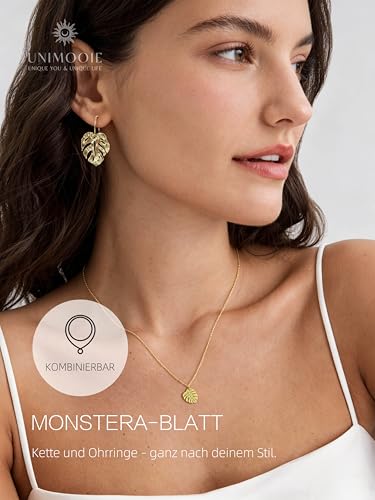Collier en titane doré pendentif feuille de monstera étanche - 5