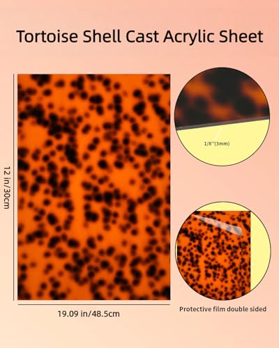 Image of TOEPODO Tortoise Shell Cast Acrylic Sheets 1 /8 Thick, 19 inchx12 inch,Acrylic Leopard Pattern Translucent for Laser Cutting Jewelry DIY Crafts /Home Deco (2pcs,19x12inch)