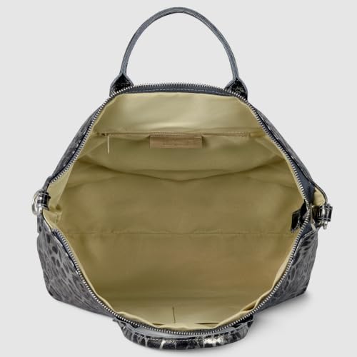 Bolso de mano de cuero gamuza metálica plateado miniatura 5