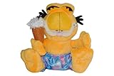 Garfield mit Eis in der Hand und bunter blauer Hose