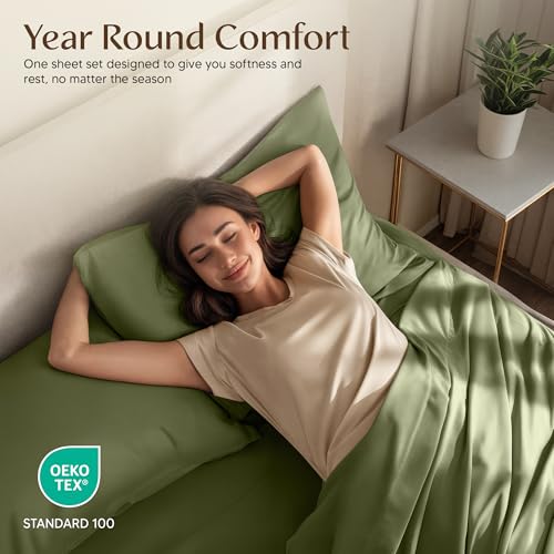 Image of Utopia Bedding Twin Bed Sheets Set - 3 Piece Bedding - Brushed Microfiber - Shrinkage and Fade Resistant - Easy Care (Twin, Olive)