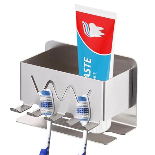 Irtyif Porta Cepillo De Dientes,Soporte Cepillo De Dientes EléCtrico,Portacepillos De Dientes,Porta Cepillos Dentales De Baño,Portacepillos De Dientes Pared,Acero Inoxidable,Sin Taladrar