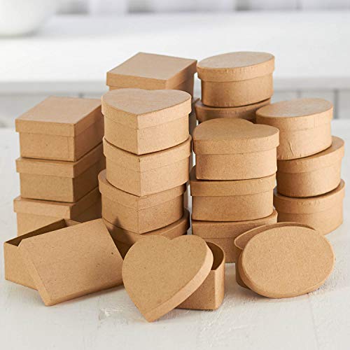 Factory Direct Craft Paper Mache Assorted Box - (144 Pcs) Papier Mache Boxes with Lids - Unfinished Premade Assorted Craft Box to Paint, Decoupage, and Decorate - Boxes for Jewelry, Crafts, and More