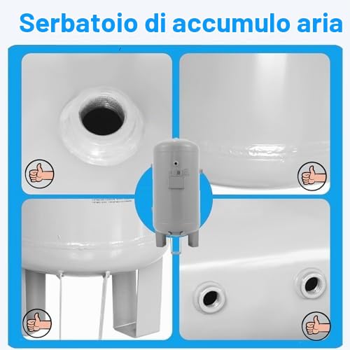 Serbatoio per compressore d'aria, grande design verticale per un efficiente stoccaggio dell'aria, ideale per la manutenzione di pneumatici di camion e auto