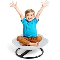 Panana Kids Swivel Chair, 360° Spinning Seat with Round Base, Sensory Balance Toys for Children, Indoor Recreational Seating,Cross-Legged Design for Children (Grey)
