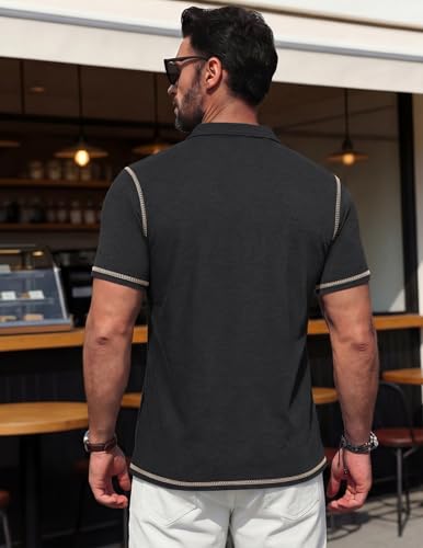 Image of Mens Polo Shirts Short Sleeve Casual Summer Lightweight Cotton Golf Polo Shirts with Pocket