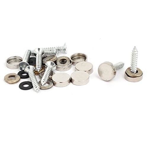 Aexit 10mm Diameter Quality Parts Cap Advertising Glass Mirror Screw Nail Silver Tone 8pcs Model:50as328qo761