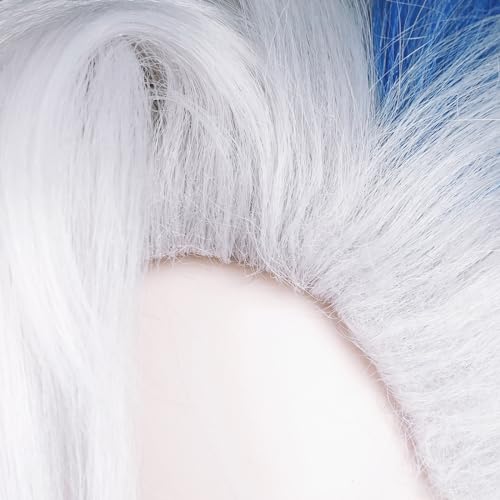 Image of Max Beauty White & Blue Cosplay Wig with Bangs, Women Long Straight Hair Daily Wig for Cosplay Synthetic Hair for Halloween Costume Party Hair Wig + Wig Cap