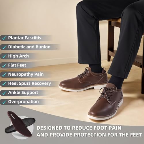 Image of Orthopedic Business Leather Dress Shoes: Arch Support Plantar Fasciitis Walking Wingtip Formal Oxford for Mens, Orthotic Comfortable Casual Patent Tuxedo Work Shoes for Foot Heel Pain Relief