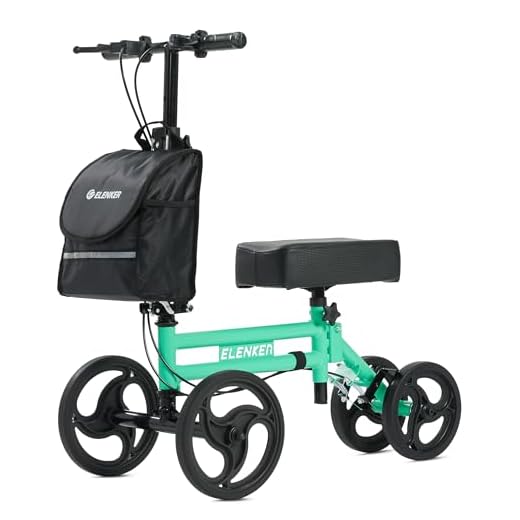 ELENKER Knee Scooter with Basket Dual Braking System for Ankle and Foot Injured Grass Green
