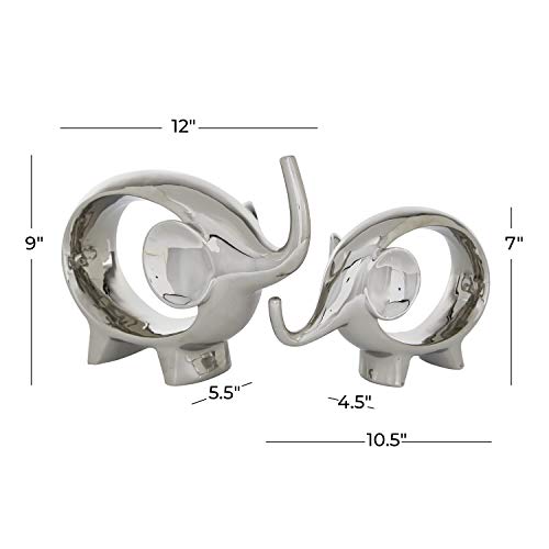 Estatuas decorativas de porcelana con elefantes plateados set 2 miniatura 7