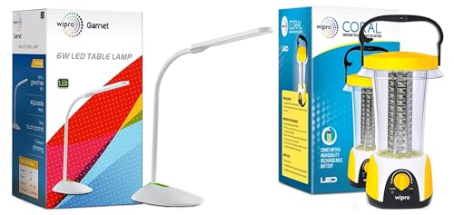 wipro Garnet 6W Led Table Lamp - 3 Grade Dimming and Color Changi...