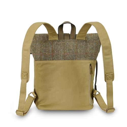 Islander Harris Tweed Canvas Backpack with Vintage Flap and Tablet Sleeve (12.99" × 12.99" × 5.11") (Chestnut Herringbone)3