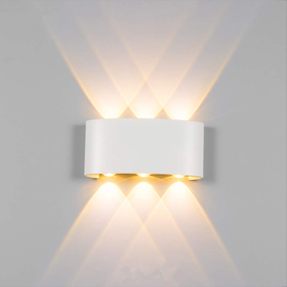 AIRUI LED Wall Lights IP65 Waterproof Up/Down Wall Lamp Modern Aluminium Indoor Outside Wall Wash Light for Living Room Bedroom Bathroom,White+WarmWhite-6W