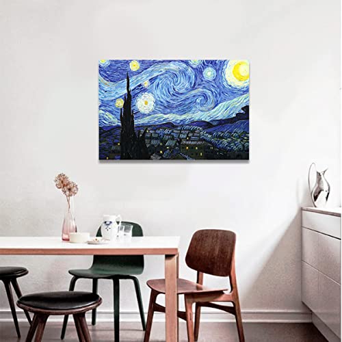 Quadro Grande para Sala Van Gogh Noite Estrelada Decorativo Arte Ambiente Moderna Quarto Casal Escri