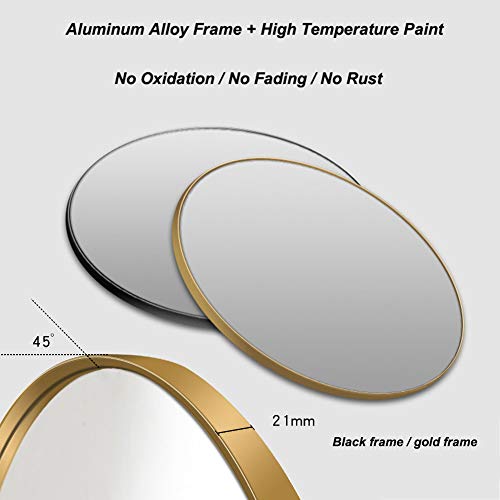 Bathroom Mirror φ60cm（24in） Round LED Illuminated Backlit, With Aluminum Alloy Frame, Vanity Makeup, Shaving Mirror, Anti-fog/Waterproof