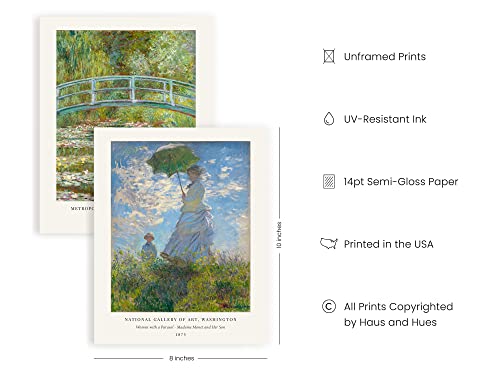 Haus And Hues Claude Monet Artwork Fine Art Paintings Set Of 4 Water Lilies Claude Monet Posters, Famous Art Posters, Famous Paintings Modern Claude Monet Prints Monet Wall Art Unframed 8" X 10" #TOP1