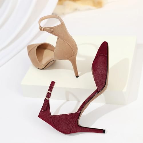Mettesally Women's Stiletto High Heels Ankle Strap Closed Pointed Toe D'Orsay Pumps Dress Shoes for Wedding Party Work3