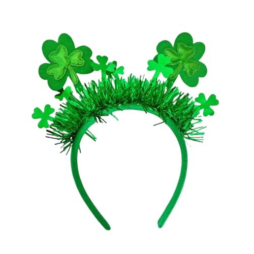 DAOLUAN Adults Kids Irish Shamrock Headbands Fashionable Non Slip Tinsel Hair Accessories for Spring Holiday Party (Green, 18.5cmx21.5cm)