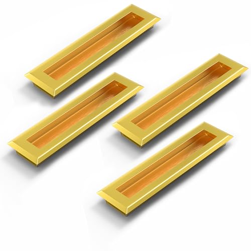 Image of Plantex Sliding Door Handle /Concealed Handle for Sliding Door /160mm Concealed Handle for Wardrobe /Kitchen Cabinet - Pack of 4 (PVD Gold)