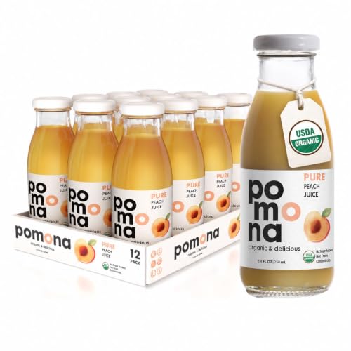 Pomona Organic Pure Peach Juice, No Sugar Added, 12-pack