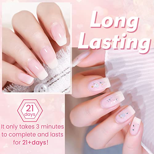 Foto von YSUVIN UV Nagellack Milchig Weiss, 15ML Transparent Milky Sheer Gel Nagellack Soak Off UV Gellack für Frauen Home Hochzeitsfeier DIY Nail Art Salon Maniküre