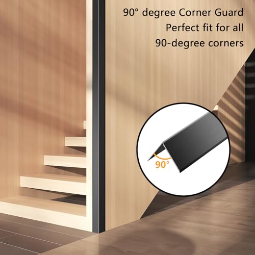 Image of Black Aluminum Alloy Metal Wall Corner Guards 1.6 inchx1.6 inchx48 inch,19Ga /0.9mm10PCS | Black Aluminum Alloy Wall L shaped wall corner guards,solid right angle corner Metal Protectors,90Angle Corner Guards