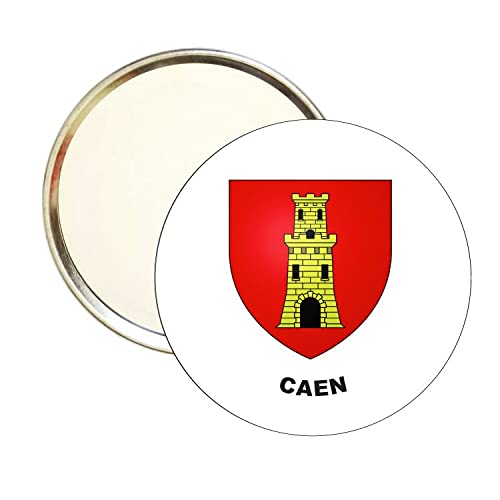 ROUND MIRROR. HERALDIC SHIELD CAEN CALVADOS FRANCE