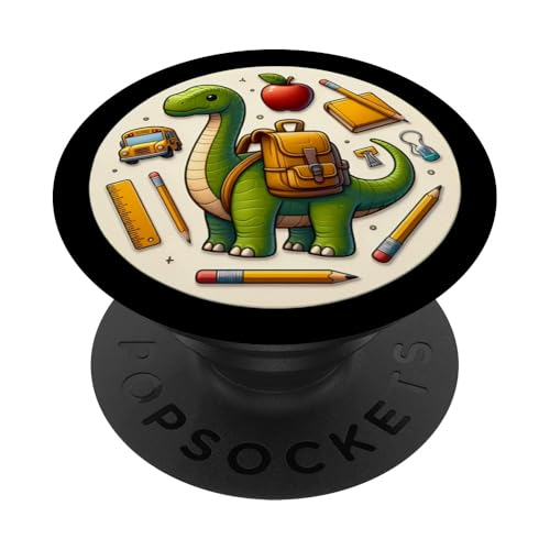Back To School Brachiosaurus Dinosaur Boy Girls Student Dino PopSockets Adhesive PopGrip