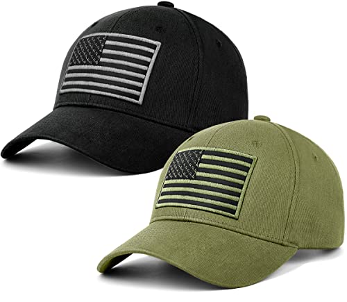 Image of LCZTN 2 Pack American Flag Baseball Cap for Men Women,Low Profile USA Plain Dad Hat