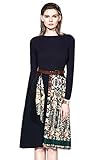 LAI MENG FIVE CATS Women's Retro Two-Piece Career Tunic Casual A-line Midi Skirt Dress