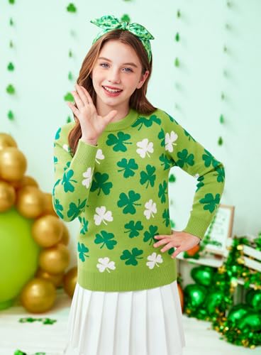 Image of Girls Halloween Pattern Knit Sweater Funny Pullover Y2K 6-14 Years
