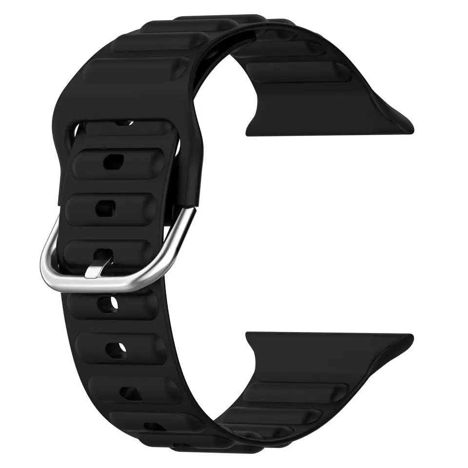 TECHONTO 42mm,44mm & 45mm Tubular & Wavy design Soft Silicone Smart Watch Strap Compatible for Watch Series SE 8 7 6 5 4 3 2 with Classic Clasp for for Men & Women (Black) (B0BTM312JN) Amazon Price History, Amazon Price Tracker