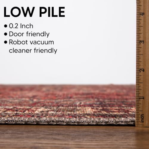 Image of Keen Home Design Vintage Washable Area Rug, Non-Slip Low Pile, 5x7 | Machine Washable Cotton Chenille, 0.25In Low Pile, Rubber Non-Slip Back; Living Room, Bedroom, Dining Room, Office