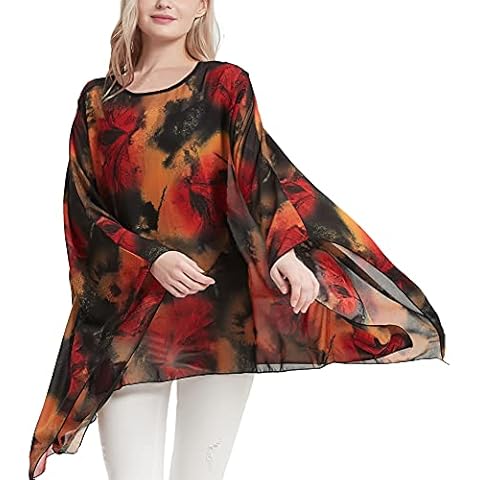 CuteSwan Ladies Womens Chiffon Lagenlook Batwing Sleeve Casual Loose Kaftan Tunic Top Blouse Cover