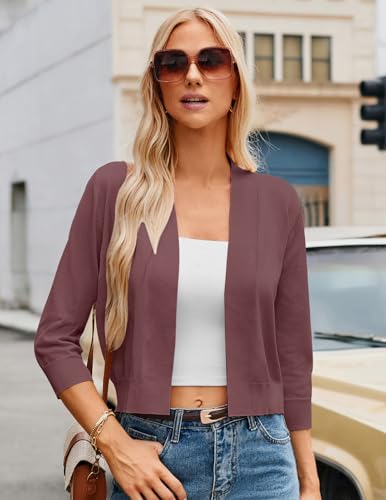 Image of GRACE KARIN Women Cardigan Sweaters Lightweight Knit Cropped Cardigans Trendy 3 /4 Sleeve Shrug Bolero S-3XL