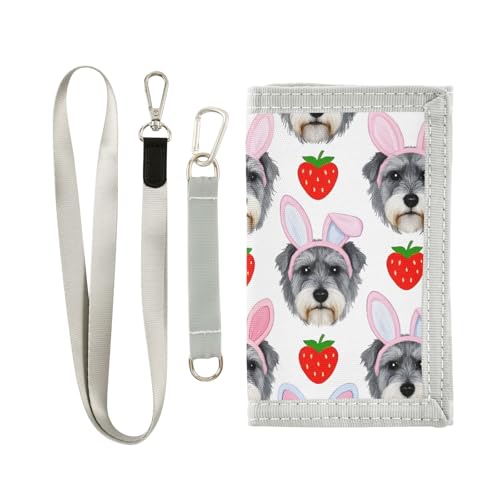 ALAZA Kids Wallets for Boys Girls Toddler Trifold Wallet Children Small Schnauzer Strawberry Cute with Zipper Coin Pocket