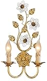 Höhe: 43 cm Casa Padrino Luxus Barock Doppel Wandleuchte Gold mit Patina 25 x 11 x H. 43 cm - Elegante Barockstil Wandlampe mit edlem Murano Glas - Barock Leuchten - Luxus Qualität - Made in Italy