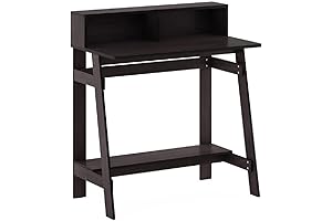 Furinno Simplistic, Space-Saving, A-Frame Home Office Table, Dark Walnut