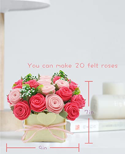 Image of BAZIMA ALICE DIY Felt Flower Kit - Pink Rose Bouquet Kit, Floral Gifts - Arrange Pre-Cut Flowers and Foliage